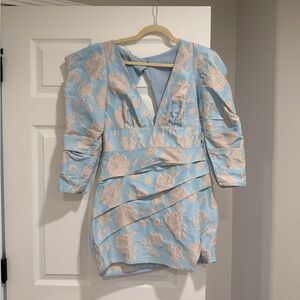 For Love And Lemons Blue and Cream Floral Mini Dress